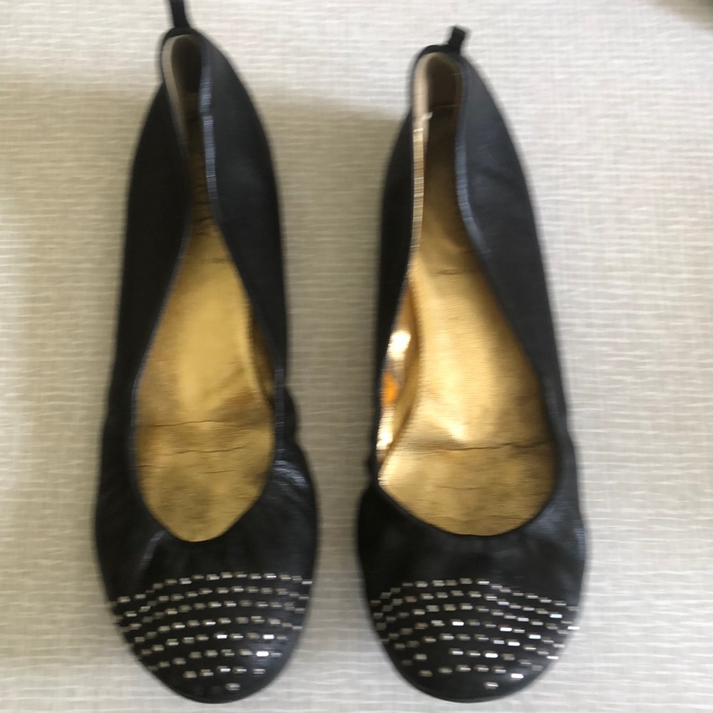 J Crew ballet flats black with silver -8